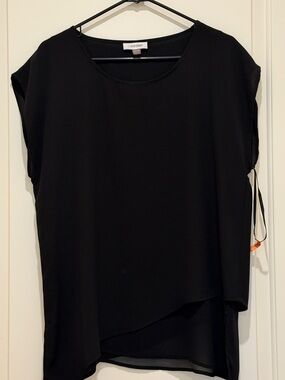 Calvin Klein Black Scoop Neck Blouse Petite Large
